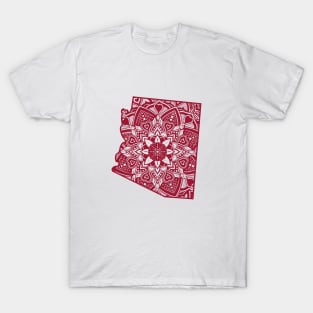 Red Arkansas State Gift Mandala Yoga AR Art T-Shirt